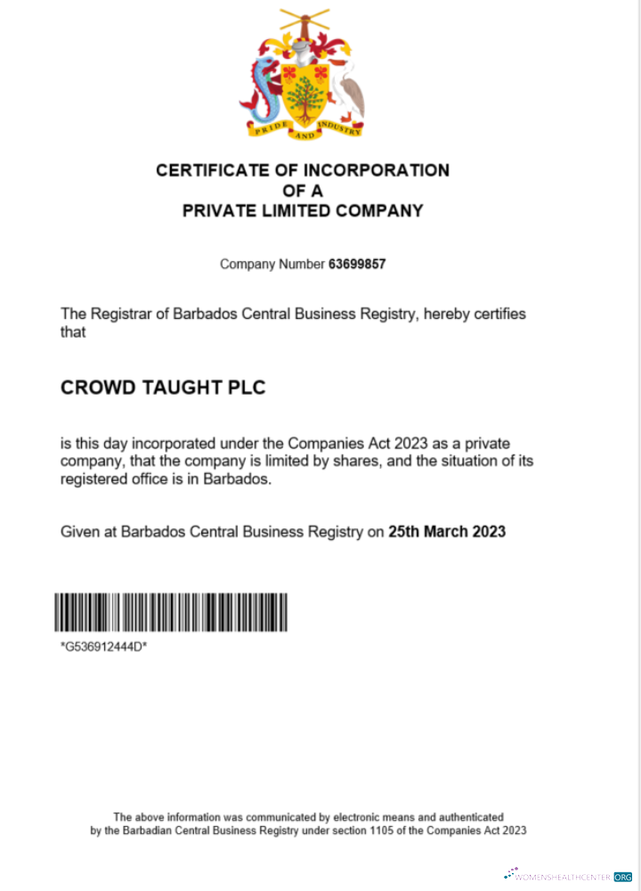 Download Barbados certificate of registration Word and PDF template Photoshop template